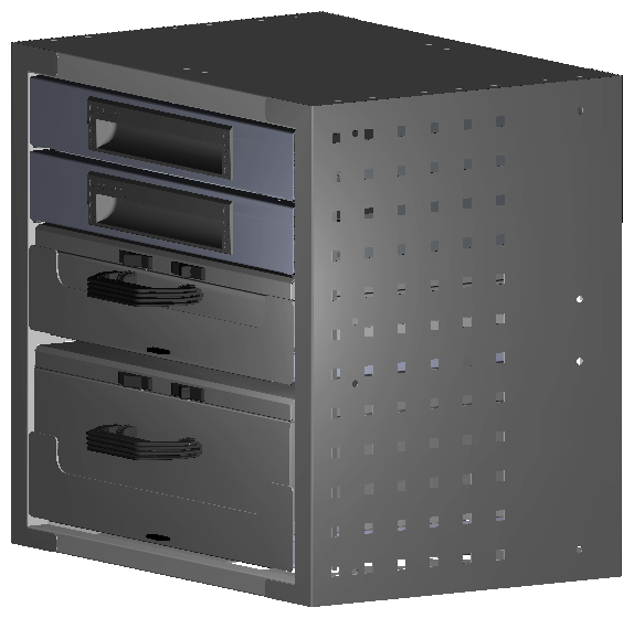 ALU SCHUBKASTEN 507X483X360 MIT 2 TABLAREN INKL. 1 KOFFER 6623 + 1 KOFFER 13000 + 2 SCHUBL.H66