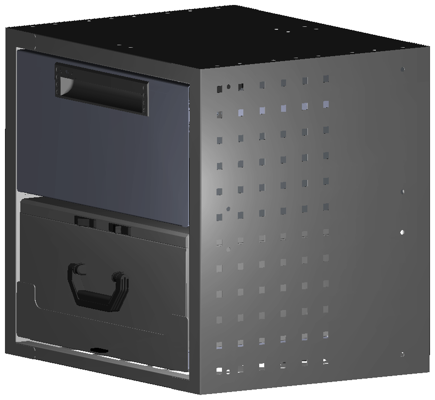 ALU SCHUBKASTEN 507X483X410 MIT 1 TABLAR INKL. 1 KOFFER 17300 + 1 SCHUBL.H200