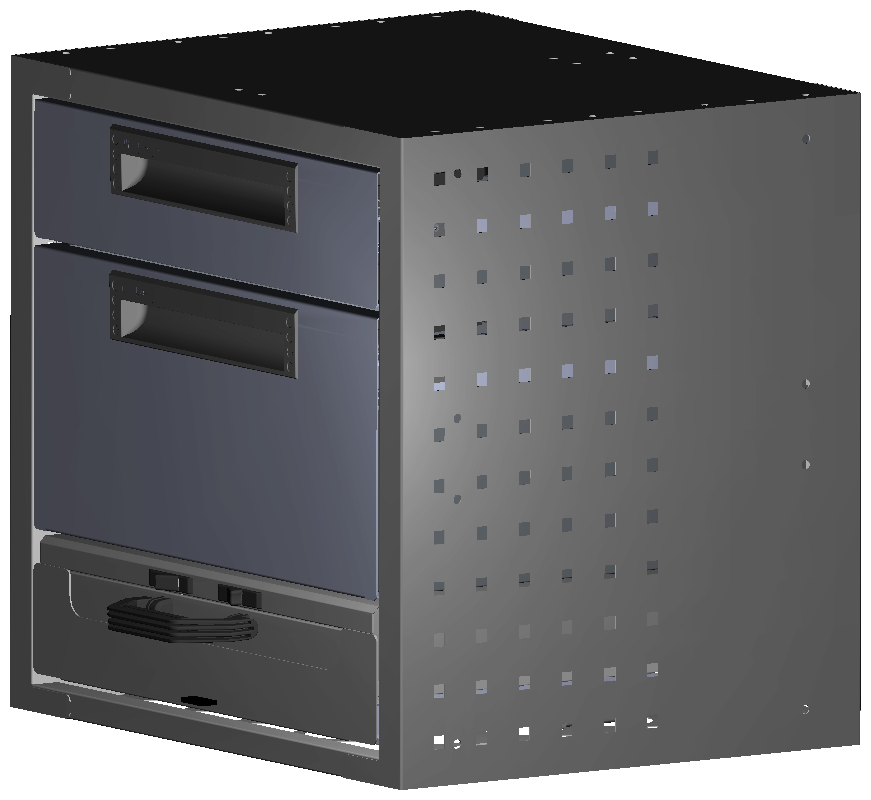 ALU SCHUBKASTEN 507X483X410 MIT 1 TABLAR INKL. 1 KOFFER 6623 + 1 SCHUBL.H100 + 1 SCHUBL.H200