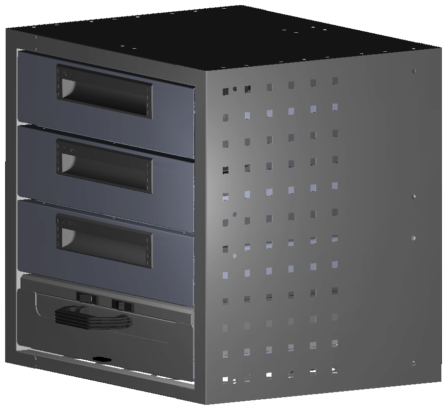 ALU SCHUBKASTEN 507X483X410 MIT 1 TABLAR INKL. 1 KOFFER 6623 + 3 SCHUBL.H100