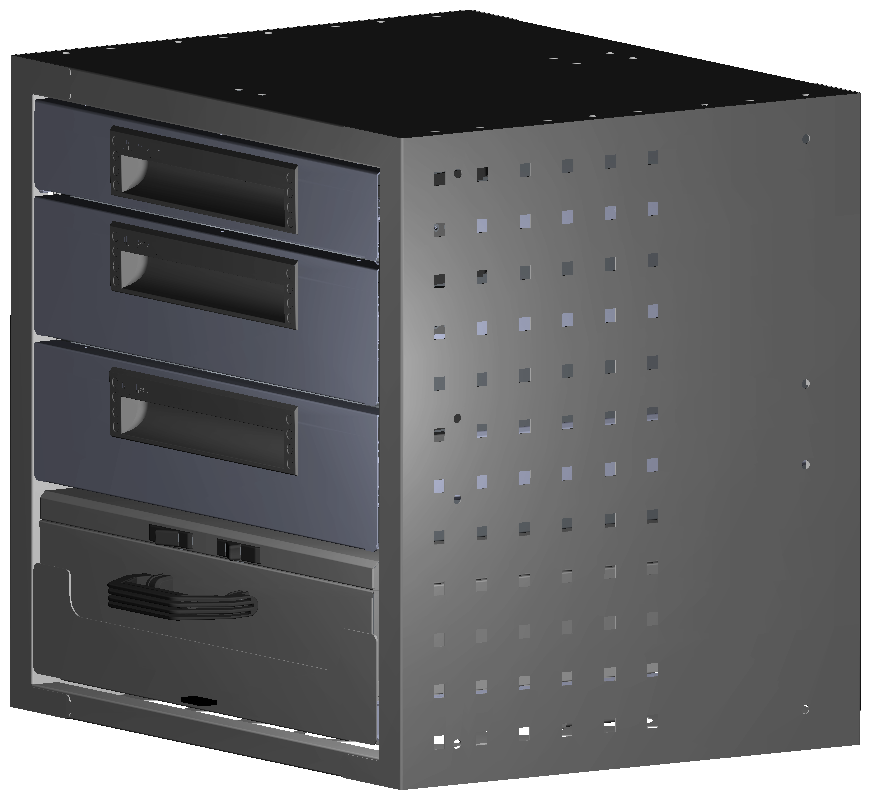 ALU SCHUBKASTEN 507X483X410 MIT 1 TABLAR INKL. 1 KOFFER 10036 + 2 SCHUBL.H100 + 1 SCHUBL.H66