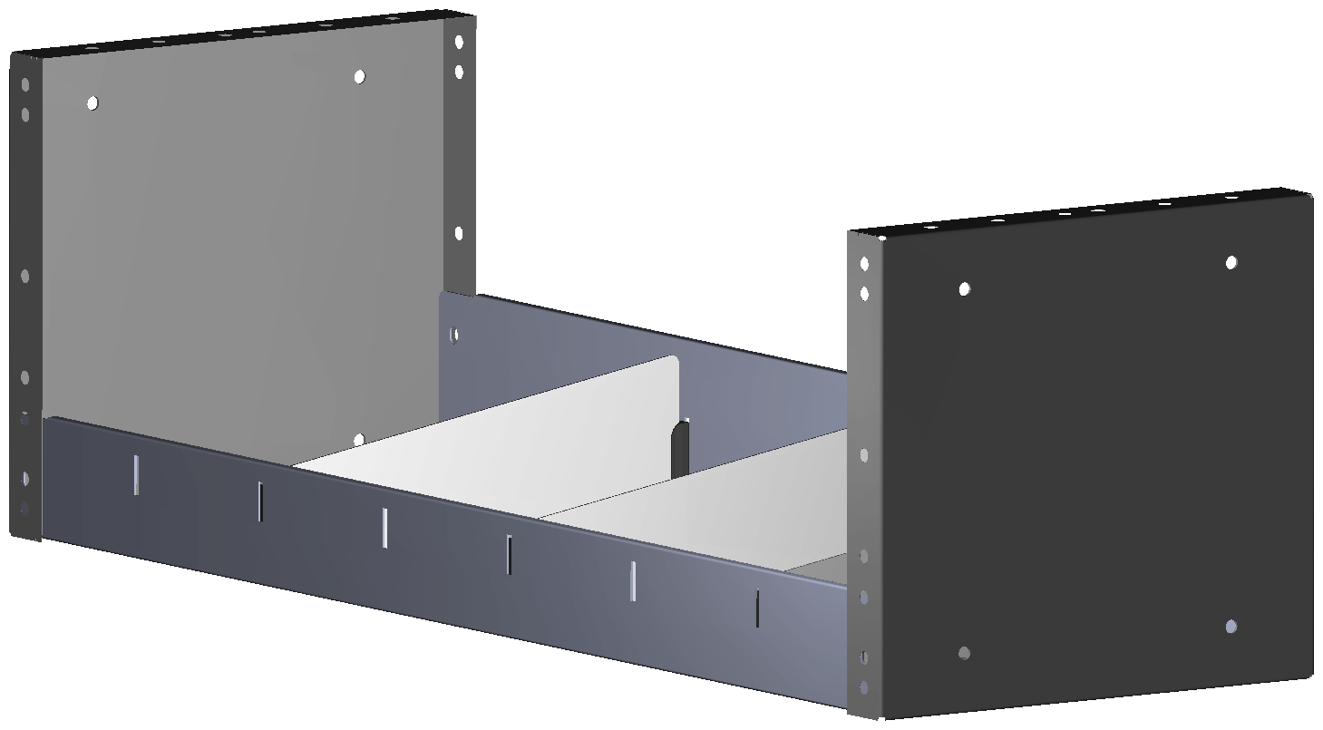 REGAL 760X241X260 MIT 3 TRENNWXNDEN + ANTIRUTSCHMATTE