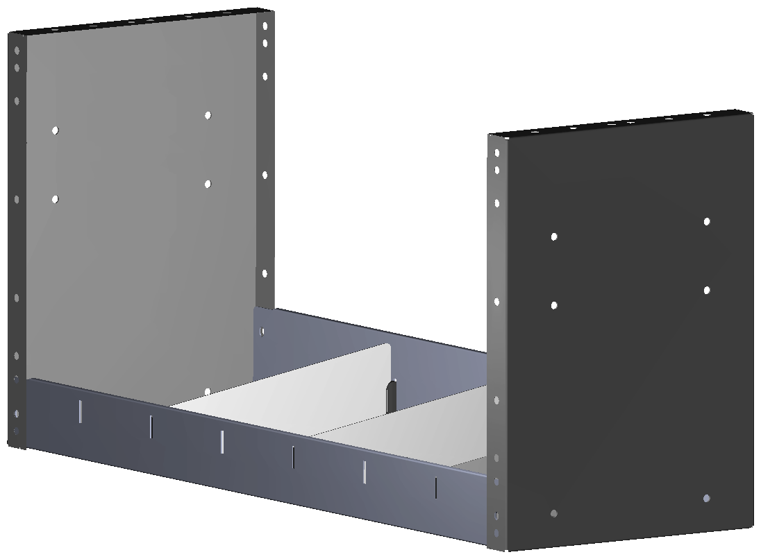 REGAL 760X362X260 MIT 3 TRENNWXNDEN + ANTIRUTSCHMATTE