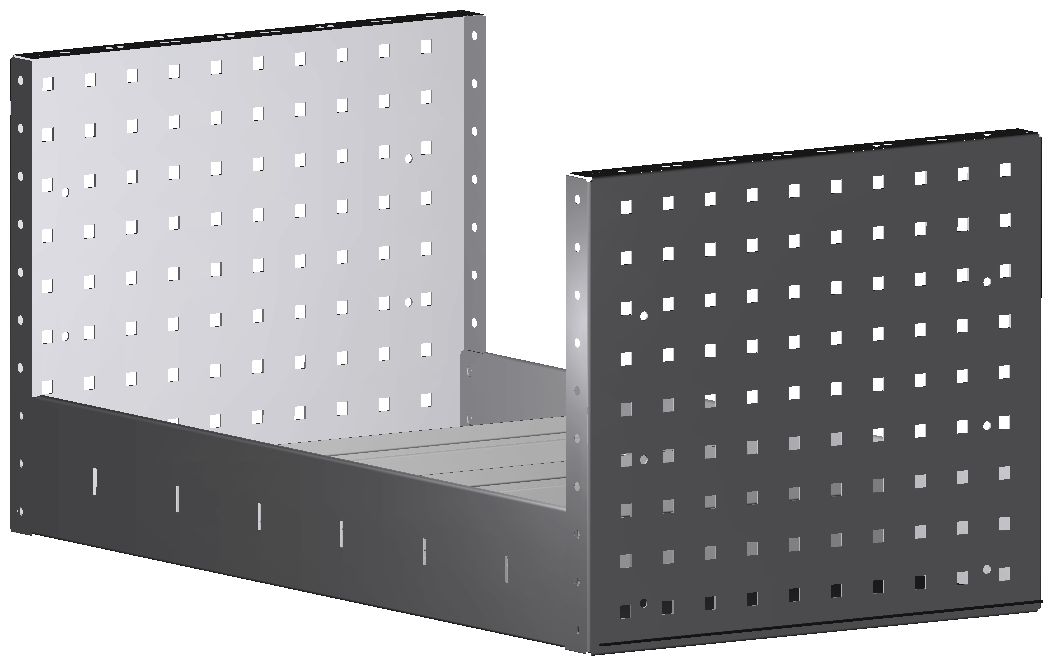ALU REGAL 760X362X410 MIT 3 TRENNWXNDEN + ANTIRUTSCHMATTE