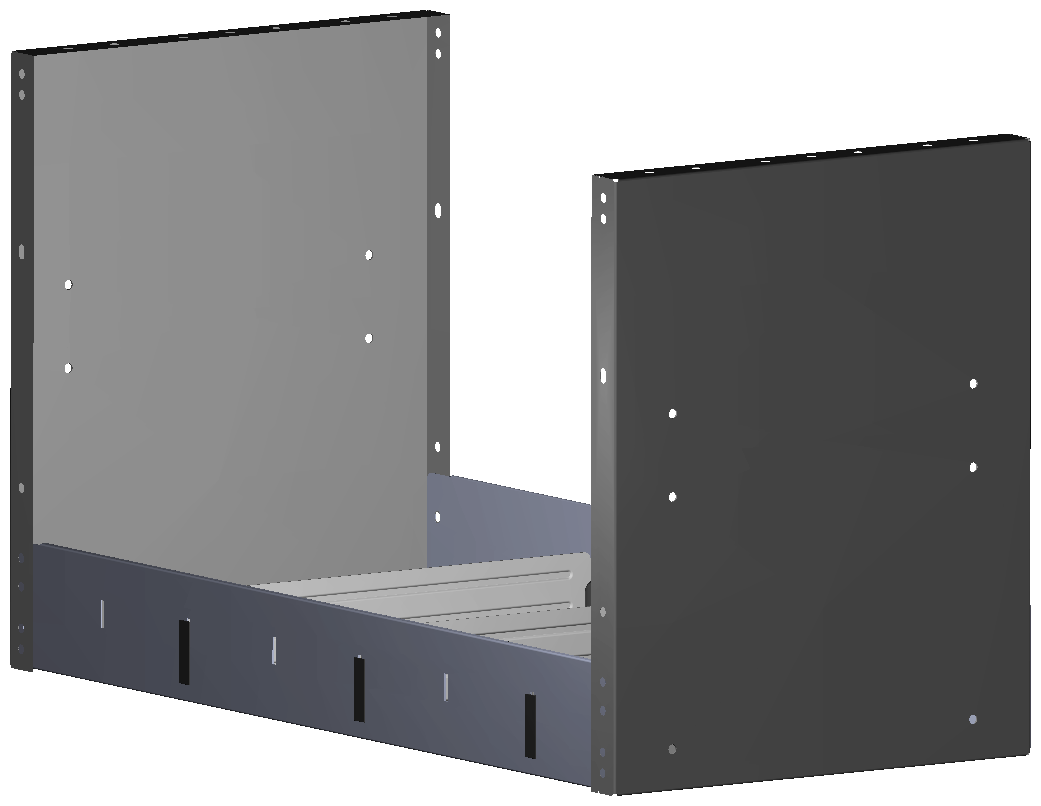 REGAL 760X444X360 MIT 3 TRENNWXNDEN + ANTIRUTSCHMATTE