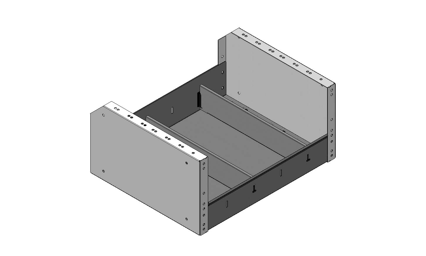 REGAL MIT GESCHNITTENER HINTERER KANTE 507X241X410 MIT 2 TRENNWXNDEN + ANTIRUTSCHMATTE