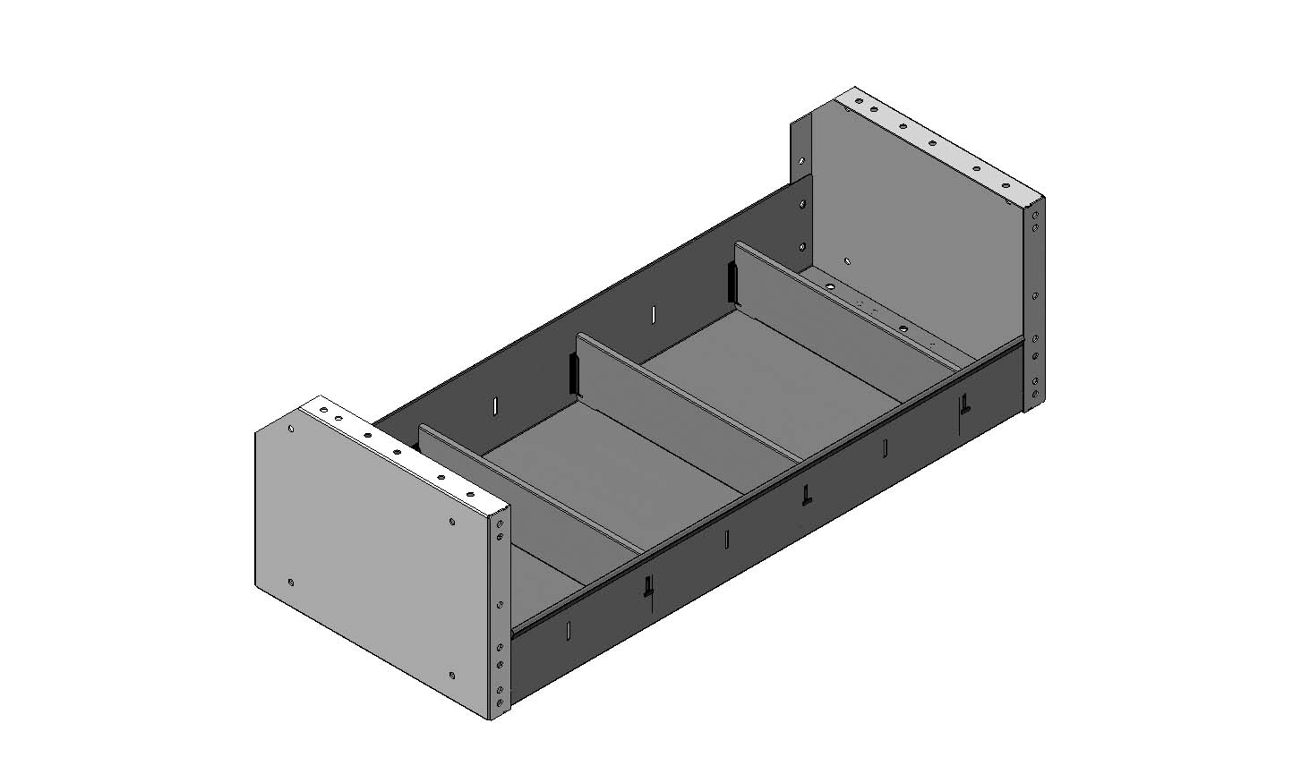 REGAL MIT GESCHNITTENER HINTERER KANTE 760X241X320 MIT 3 TRENNWXNDEN + ANTIRUTSCHMATTE