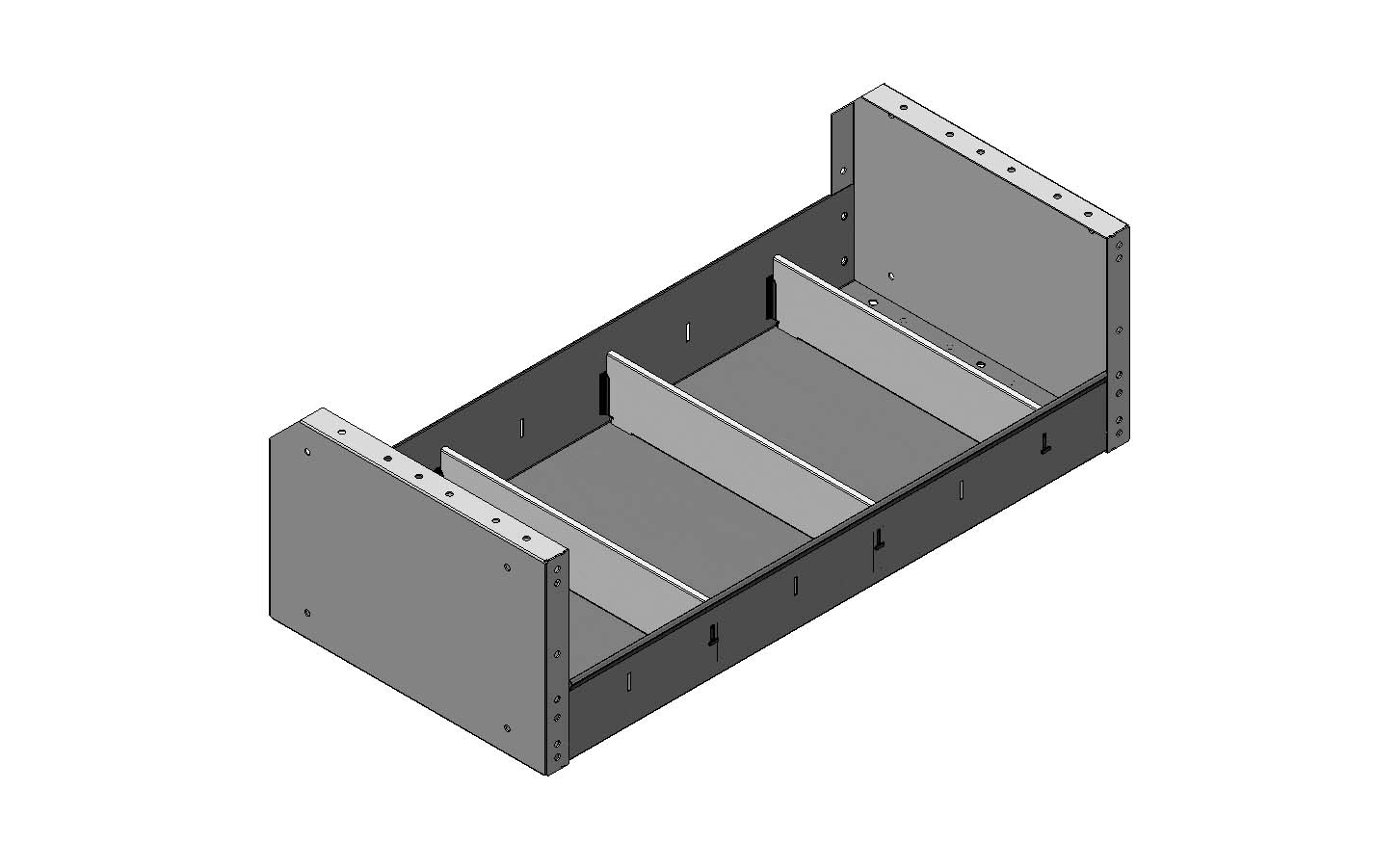 REGAL MIT GESCHNITTENER HINTERER KANTE 760X241X360 MIT 3 TRENNWXNDEN + ANTIRUTSCHMATTE