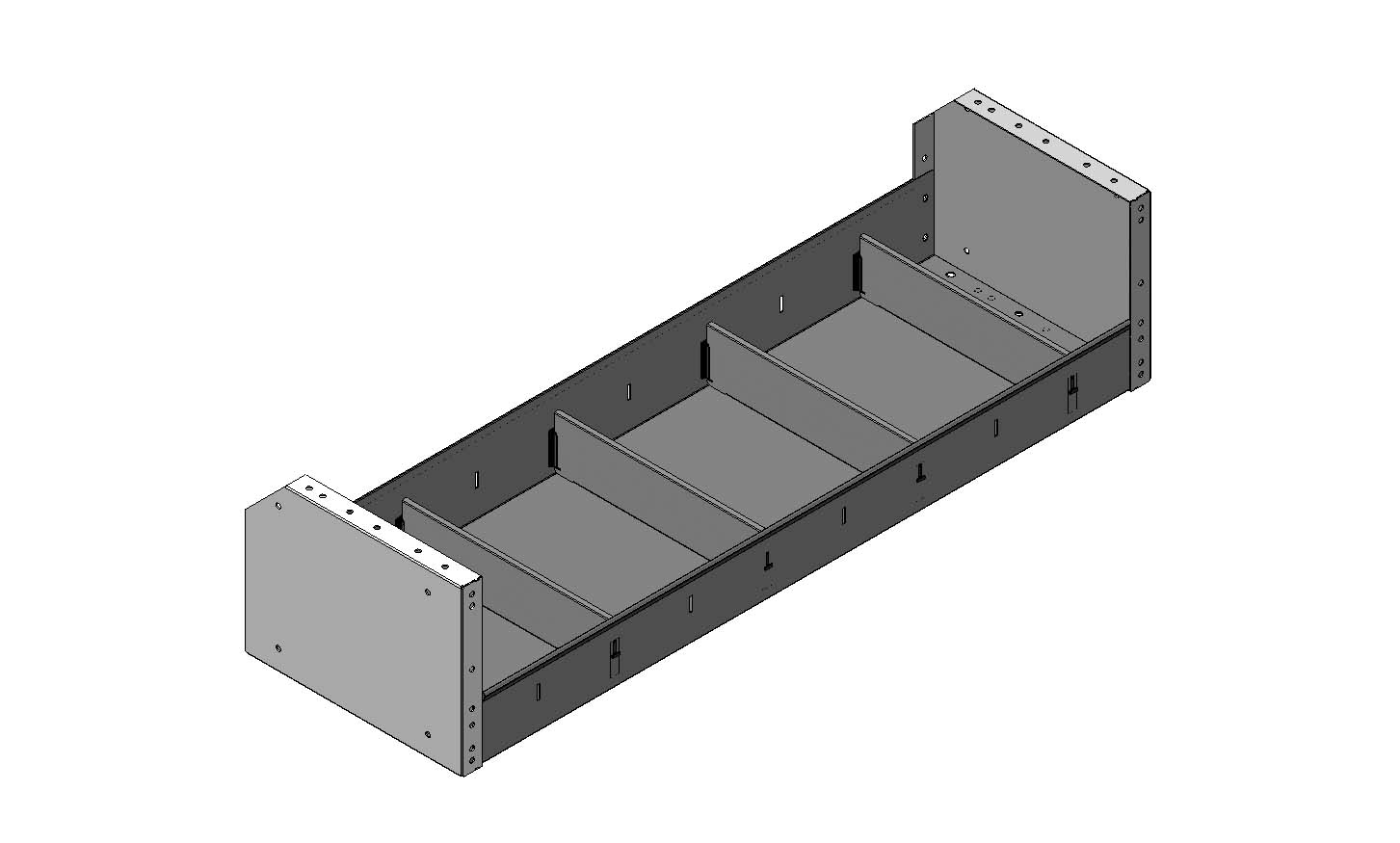 REGAL MIT GESCHNITTENER HINTERER KANTE 1.014X241X320 MIT 4 TRENNWXNDEN + ANTIRUTSCHMATTE