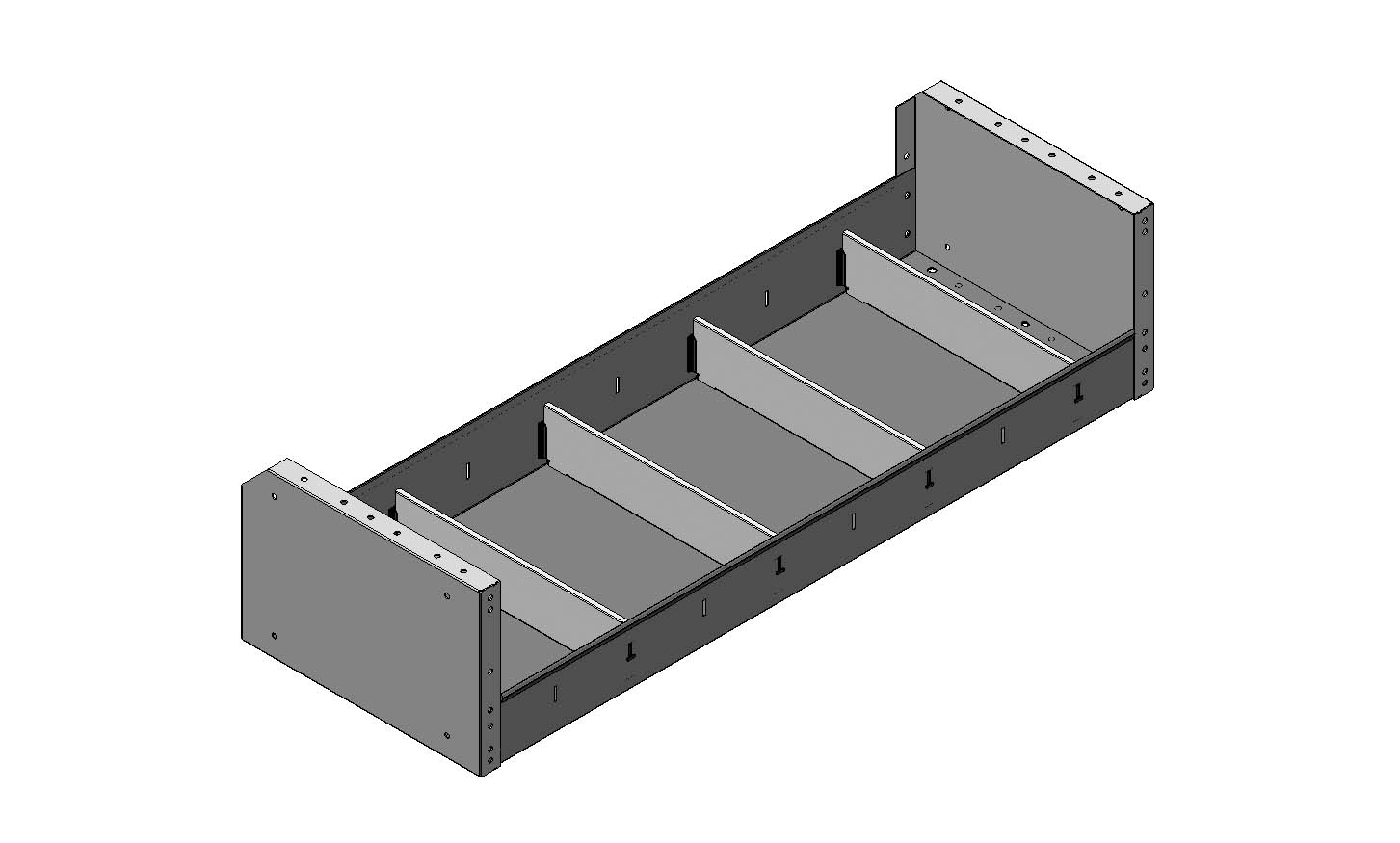 REGAL MIT GESCHNITTENER HINTERER KANTE 1.014X241X360 MIT 4 TRENNWXNDEN + ANTIRUTSCHMATTE