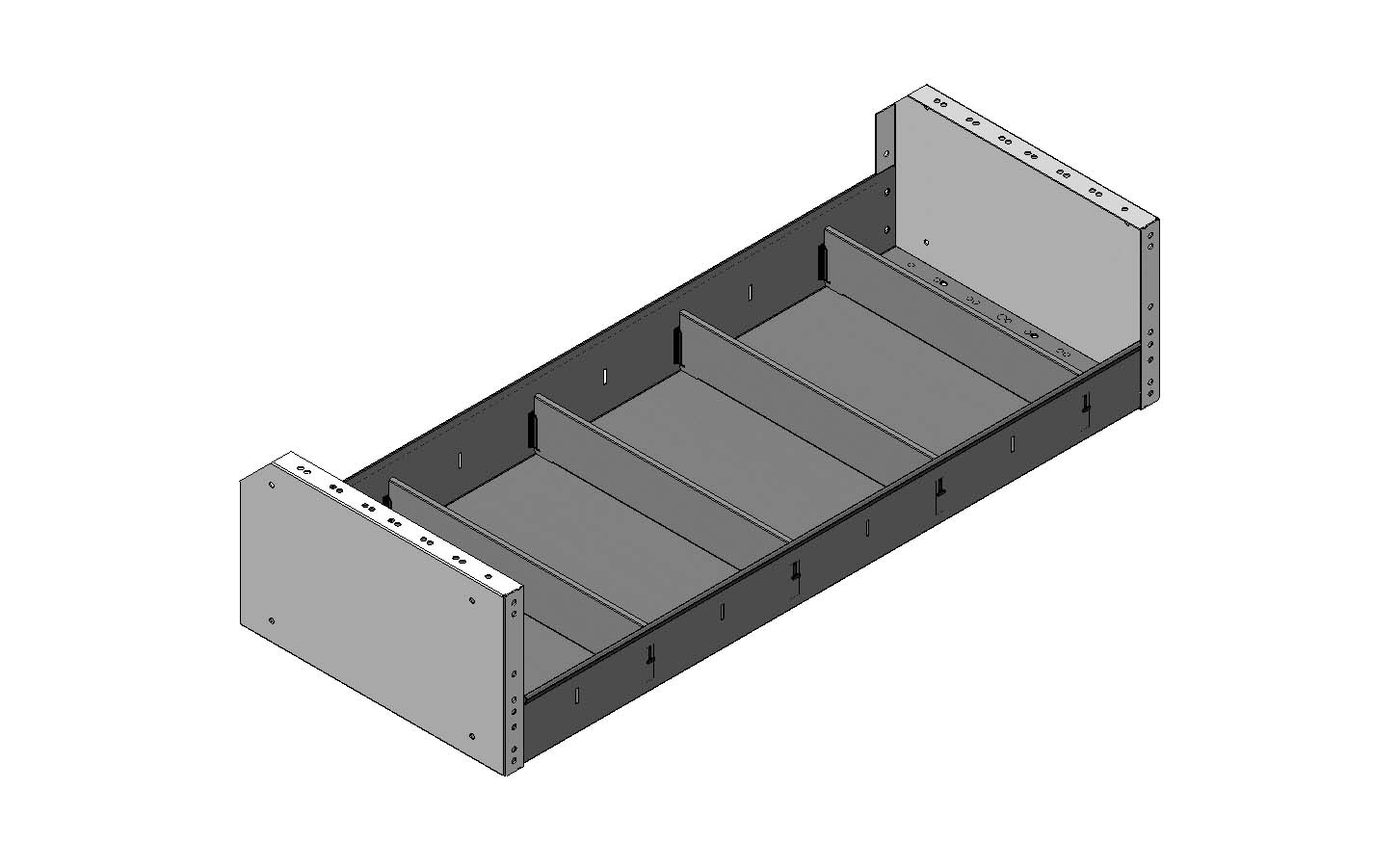 REGAL MIT GESCHNITTENER HINTERER KANTE 1.014X241X410 MIT 4 TRENNWXNDEN + ANTIRUTSCHMATTE