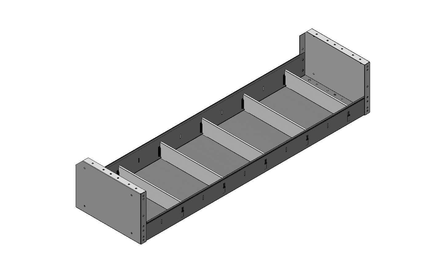 REGAL MIT GESCHNITTENER HINTERER KANTE 1.268X241X360 MIT 5 TRENNWXNDEN + ANTIRUTSCHMATTE
