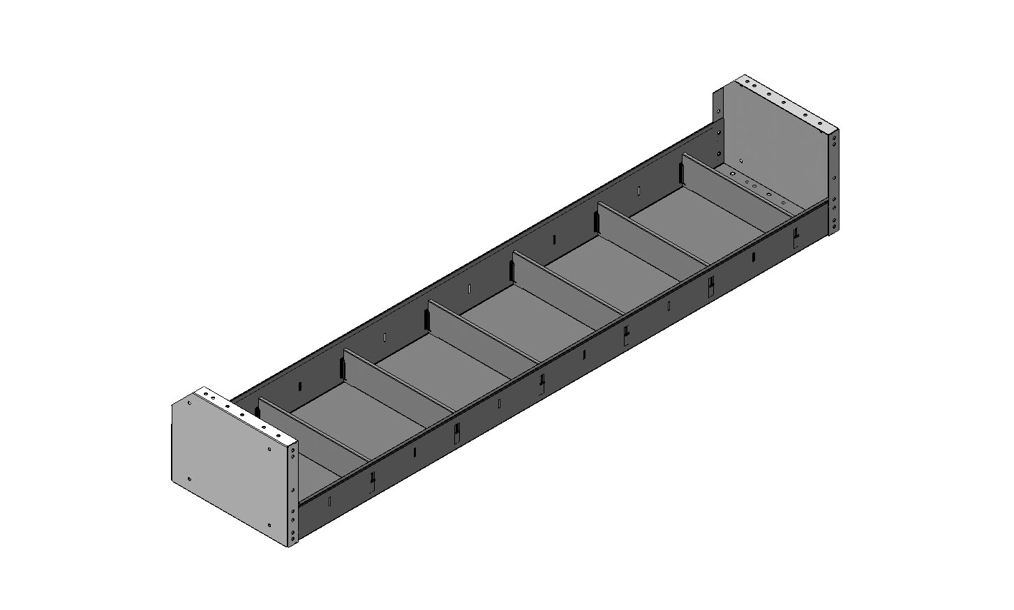 REGAL MIT GESCHNITTENER HINTERER KANTE 1.521X241X320 MIT 6 TRENNWXNDEN + ANTIRUTSCHMATTE