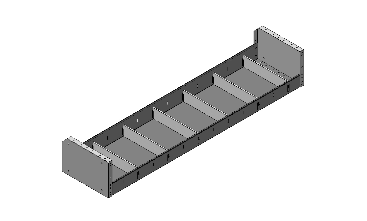 REGAL MIT GESCHNITTENER HINTERER KANTE 1.521X241X360 MIT 6 TRENNWXNDEN + ANTIRUTSCHMATTE