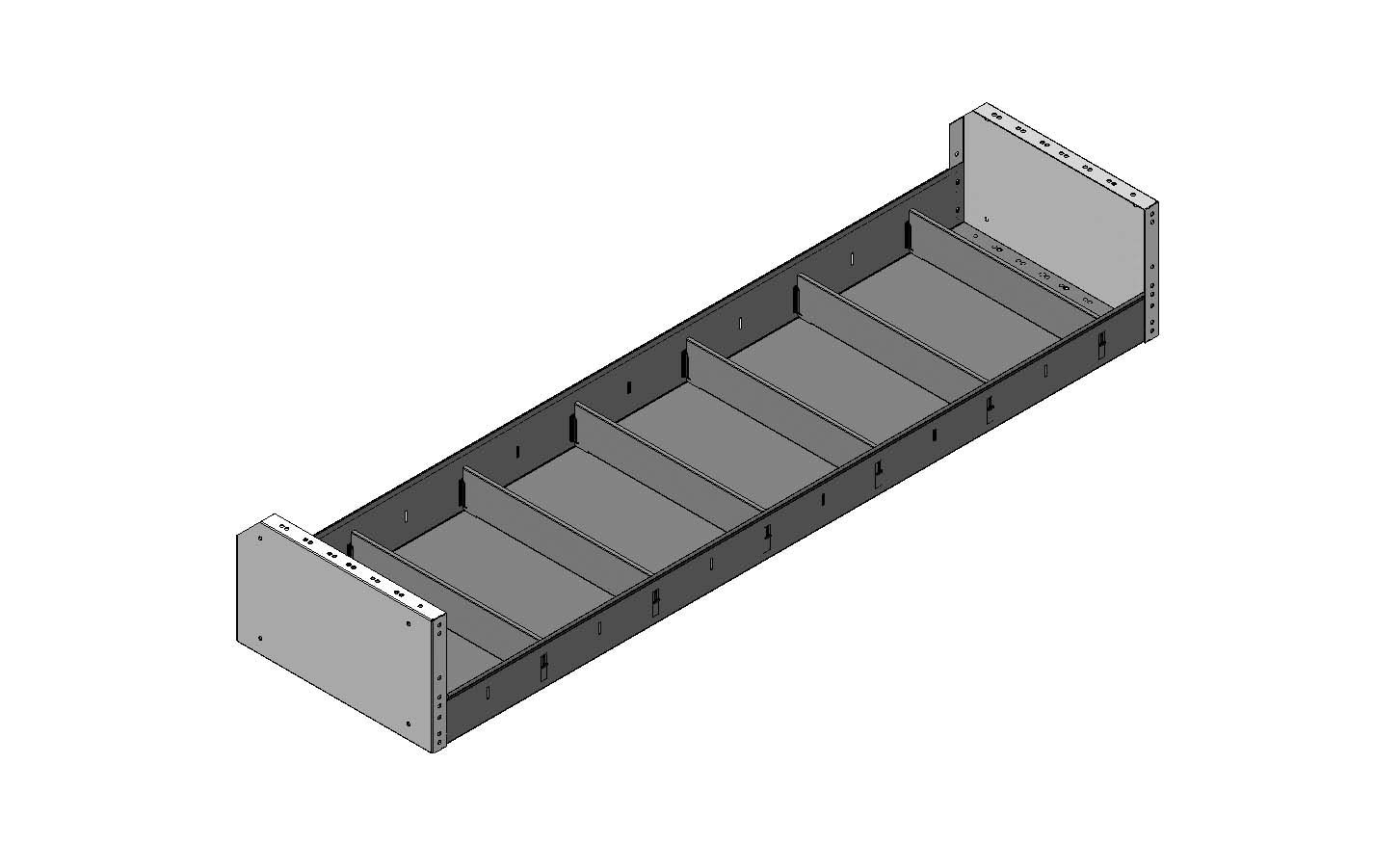 REGAL MIT GESCHNITTENER HINTERER KANTE 1.521X241X410 MIT 6 TRENNWXNDEN + ANTIRUTSCHMATTE