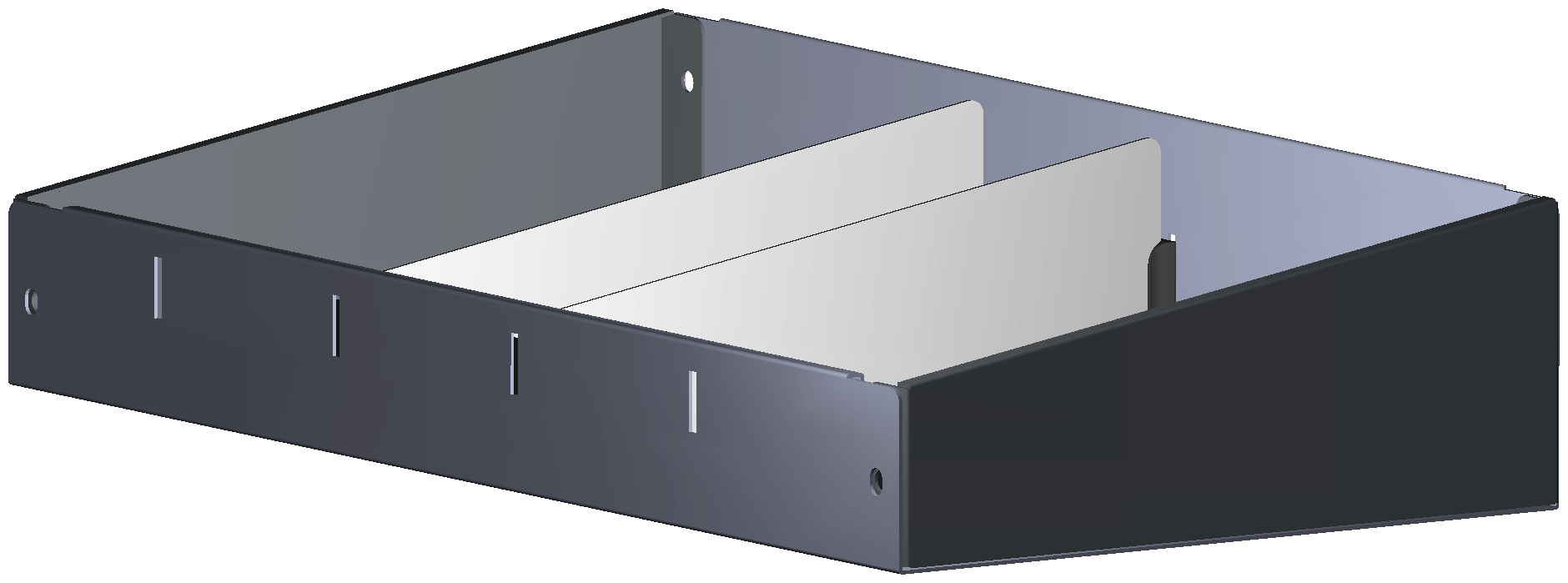 ABSCHLUSSREGAL 507X100X260 MIT 2 TRENNWXNDEN + ANTIRUTSCHMATTE