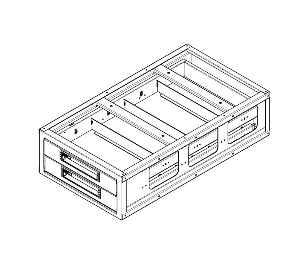 UNTERBODENSCHUBKASTEN L=600 H=410 T 1350 MIT 2 SCHUBLADE H=165