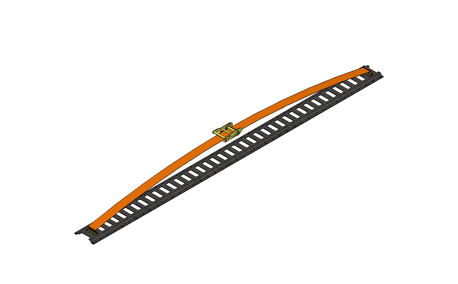 LAST-AUFHALTESCHIENE AUS STAHL L 2000mm MIT GURT L 1500mm