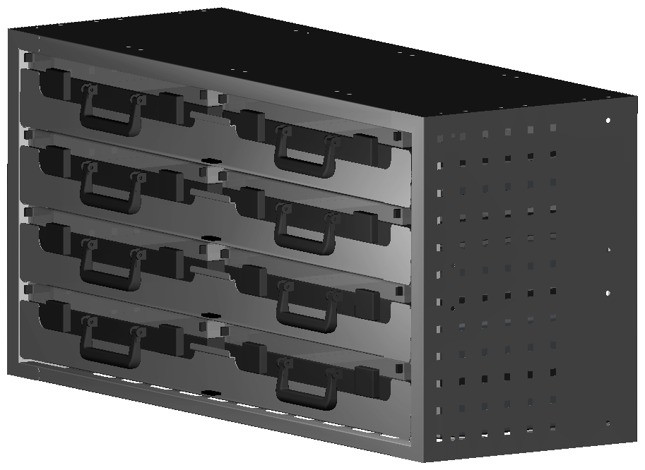 SCHUBKASTEN 1014X483X360 MIT 4 TABLAREN INKL. 8 KUNSTSTOFFKOFFER 6623