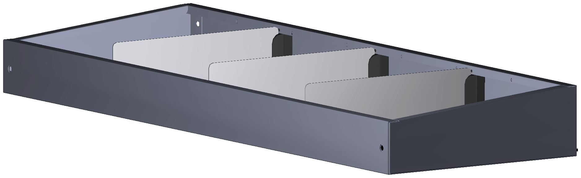 ABSCHLUSSREGAL 760X80X260 MIT 3 TRENNWÄNDEN + ANTIRUTSCHMATTE