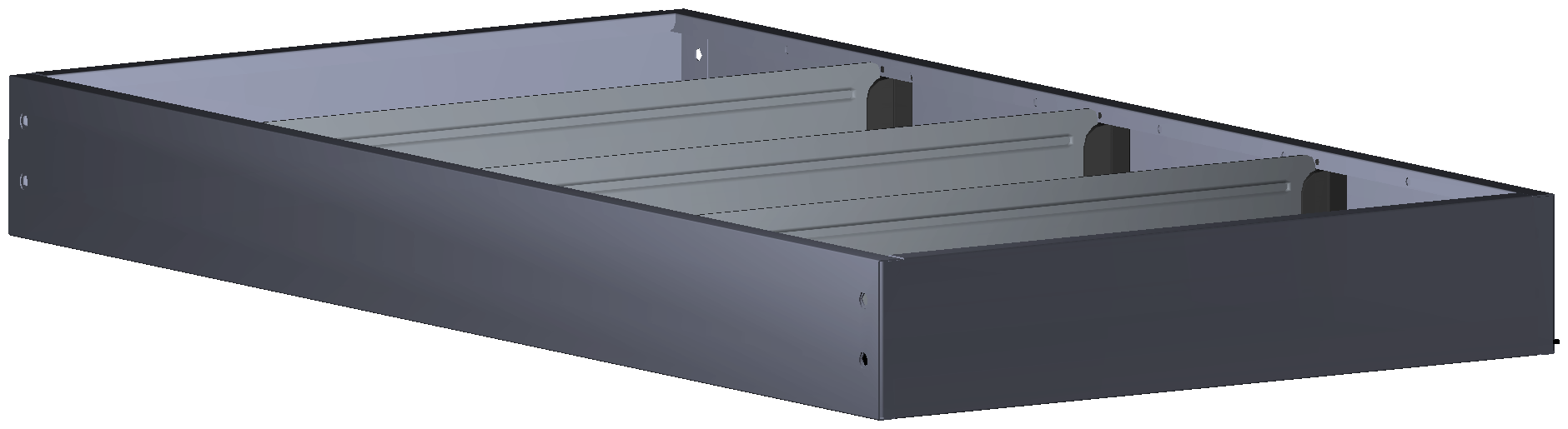 ABSCHLUSSREGAL 760X80X410 MIT 3 TRENNWÄNDEN + ANTIRUTSCHMATTE