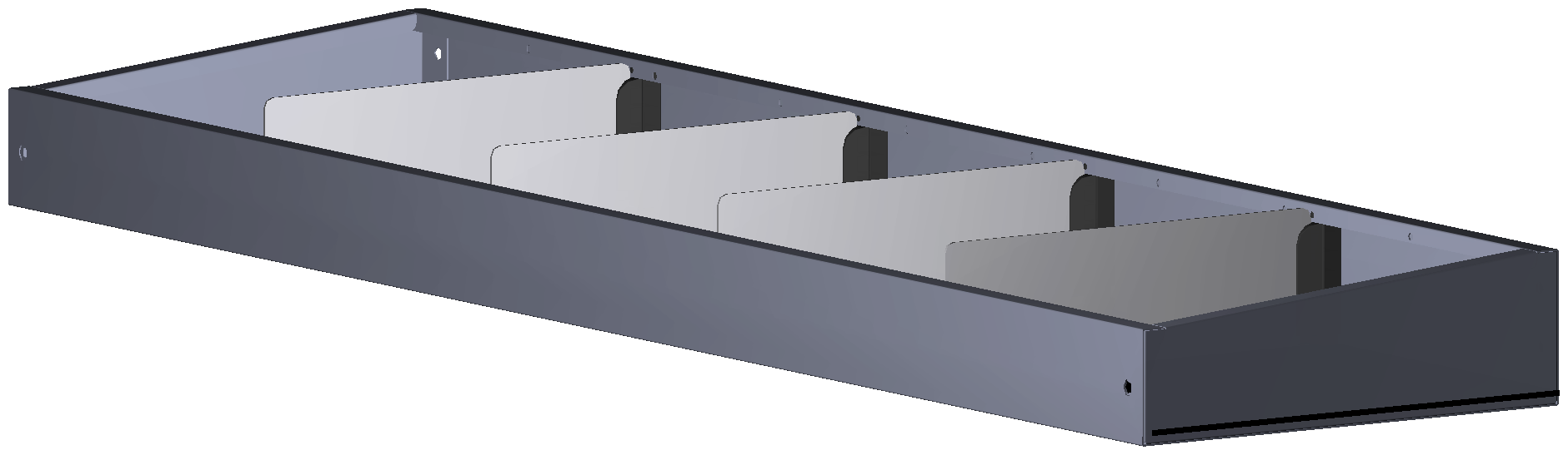 ABSCHLUSSREGAL 1.014X80X260 MIT 4 TRENNWÄNDEN + ANTIRUTSCHMATTE