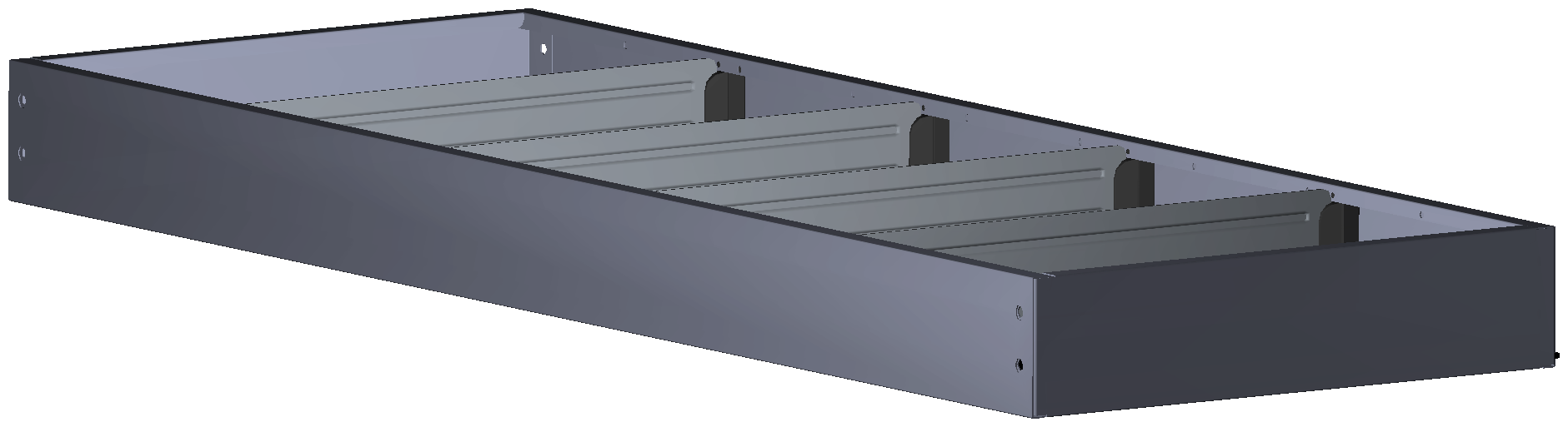 ABSCHLUSSREGAL 1.014X80X360 MIT 4 TRENNWÄNDEN + ANTIRUTSCHMATTE