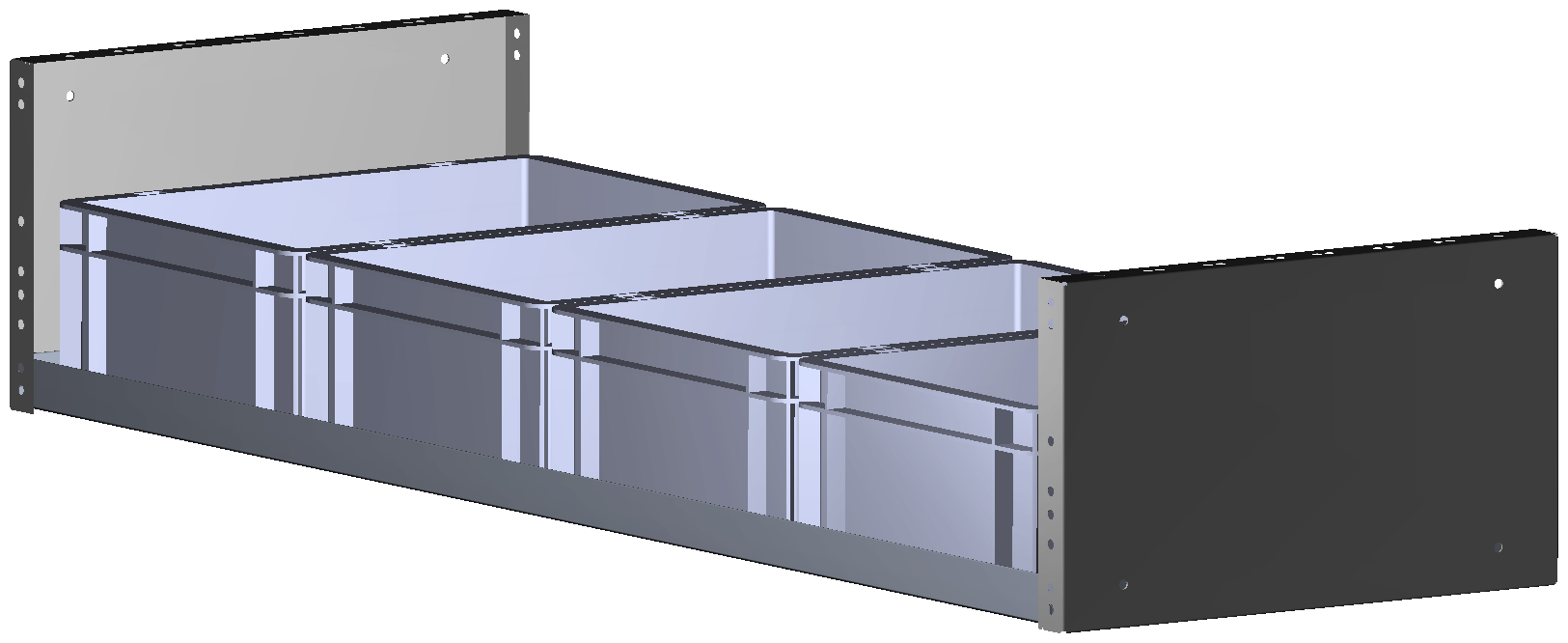 REGAL 1268x241x410 MIT 4 BEHÄLTERN 9TK0400145