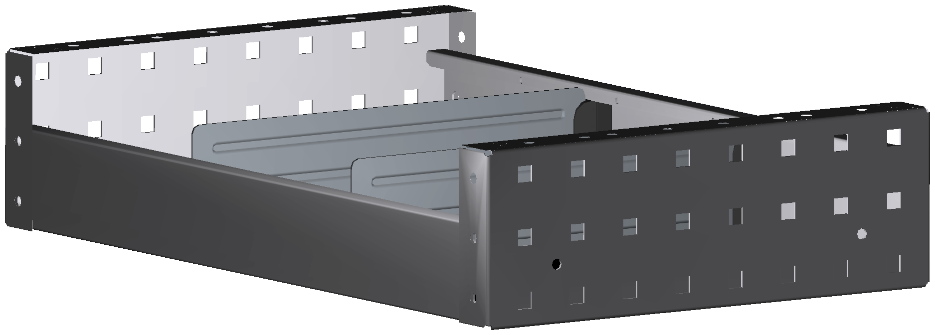 ALU-TECH REGAL 507X108X320 MIT 2 TRENNWÄNDEN + ANTIRUTSCHMATTE