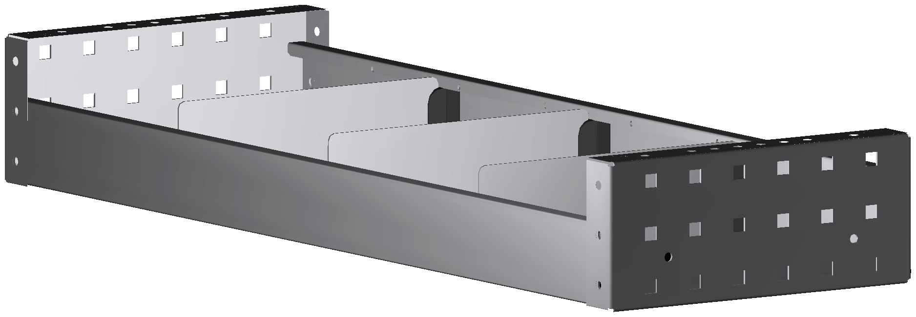 ALU-TECH REGAL 760X108X260 MIT 3 TRENNWÄNDEN + ANTIRUTSCHMATTE