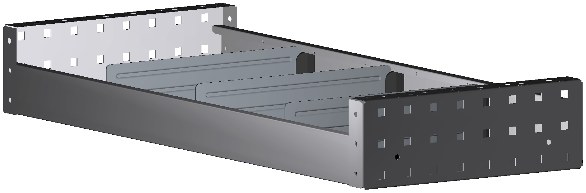 ALU-TECH REGAL 760X108X320 MIT 3 TRENNWÄNDEN + ANTIRUTSCHMATTE