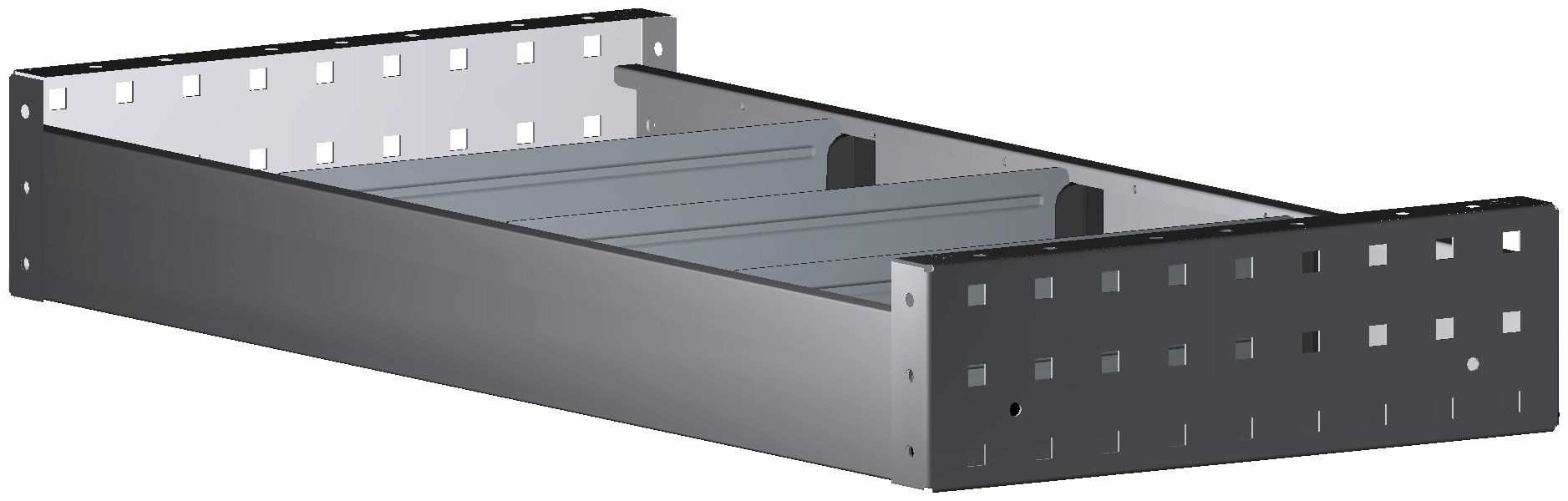 ALU-TECH REGAL 760X108X360 MIT 3 TRENNWÄNDEN + ANTIRUTSCHMATTE