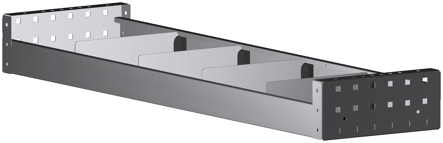 ALU-TECH REGAL 1.014X108X260 MIT 4 TRENNWÄNDEN + ANTIRUTSCHMATTE