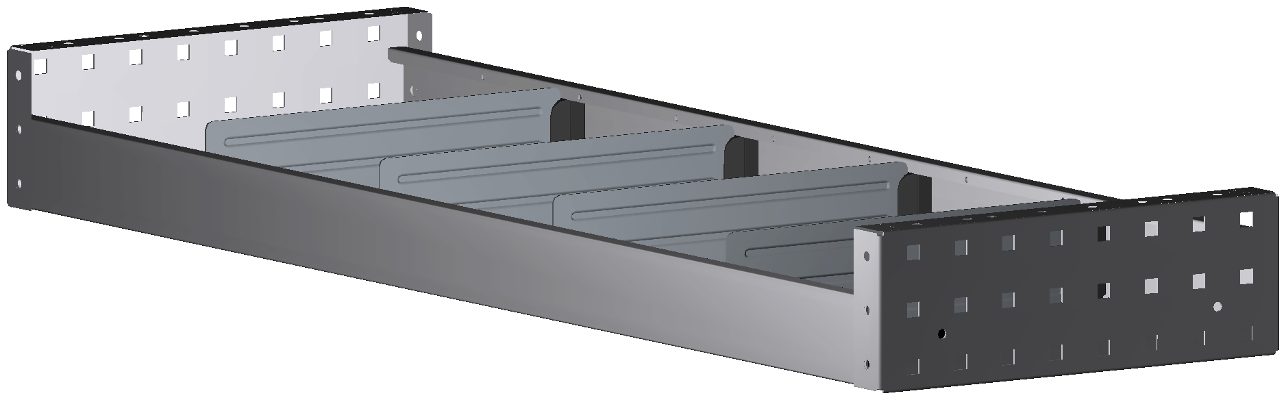 ALU-TECH REGAL 1.014X108X320 MIT 4 TRENNWÄNDEN + ANTIRUTSCHMATTE