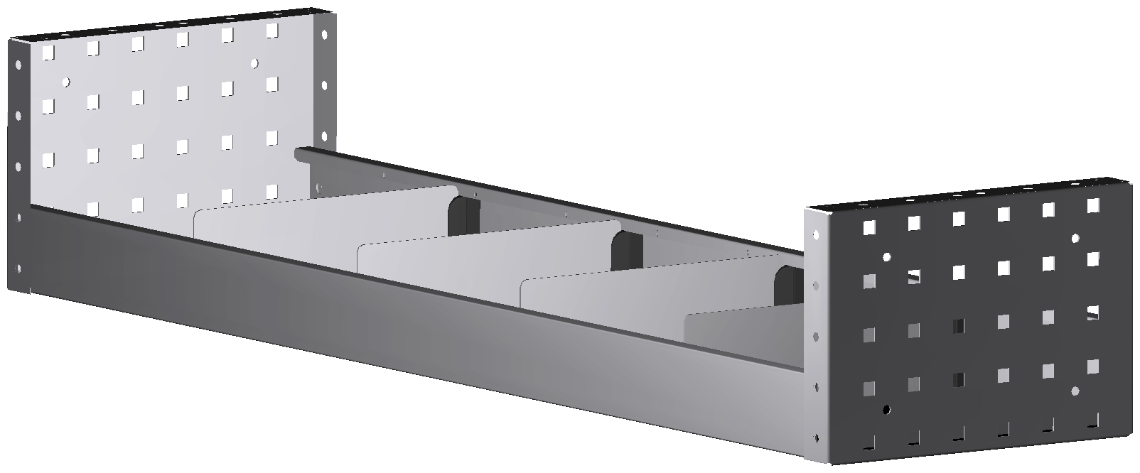 ALU-TECH REGAL 1.014X180X260 MIT 4 TRENNWÄNDEN + ANTIRUTSCHMATTE