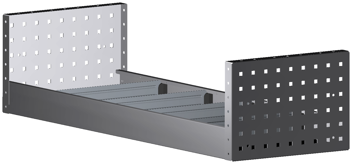 ALU-TECH REGAL 1.014X252X360 MIT 4 TRENNWÄNDEN + ANTIRUTSCHMATTE