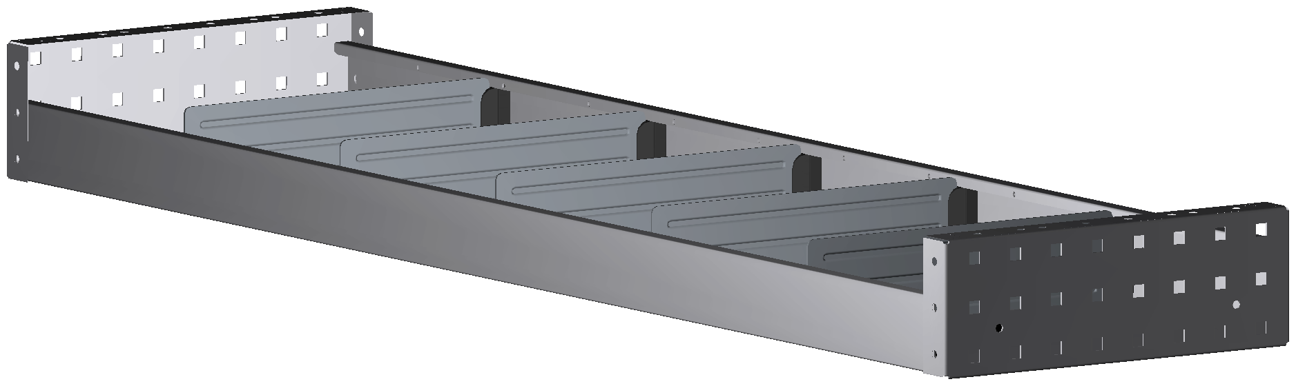 ALU-TECH REGAL 1.268X108X320 MIT 5 TRENNWÄNDEN + ANTIRUTSCHMATTE