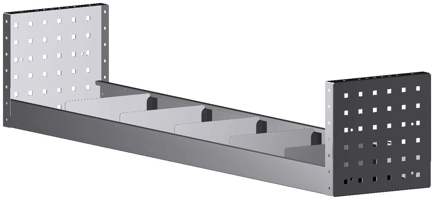 ALU-TECH REGAL 1.268X252X260 MIT 5 TRENNWÄNDEN + ANTIRUTSCHMATTE