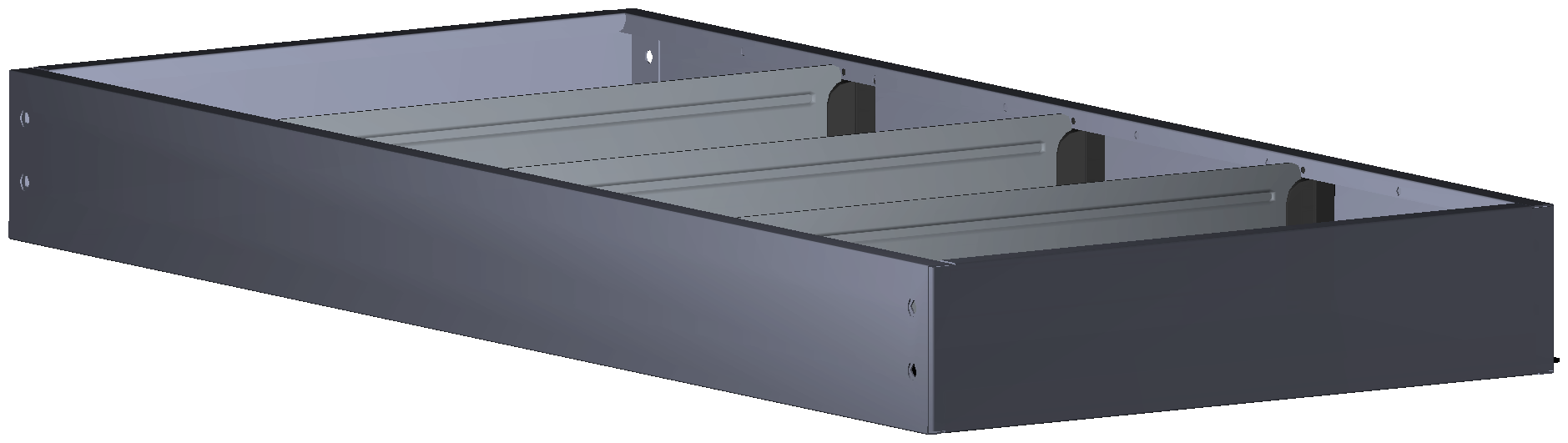 ABSCHLUSSREGAL 760X80X360 MIT 3 TRENNWÄNDEN + ANTIRUTSCHMATTE