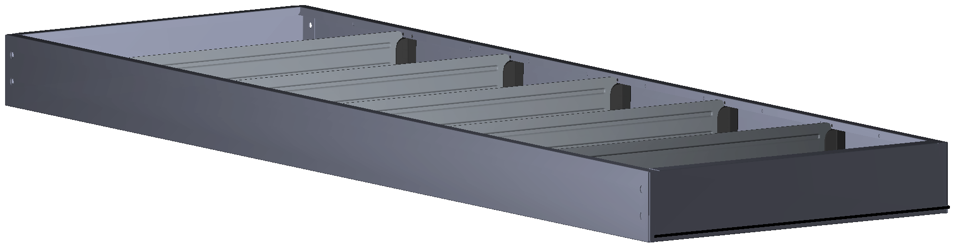 ABSCHLUSSREGAL 1.268X80X410 MIT 5 TRENNWÄNDEN + ANTIRUTSCHMATTE