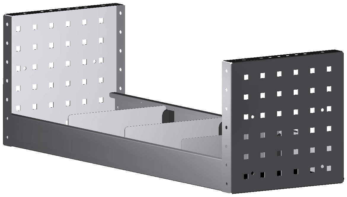 ALU-TECH REGAL 760X252X260 MIT 3 TRENNWÄNDEN + ANTIRUTSCHMATTE
