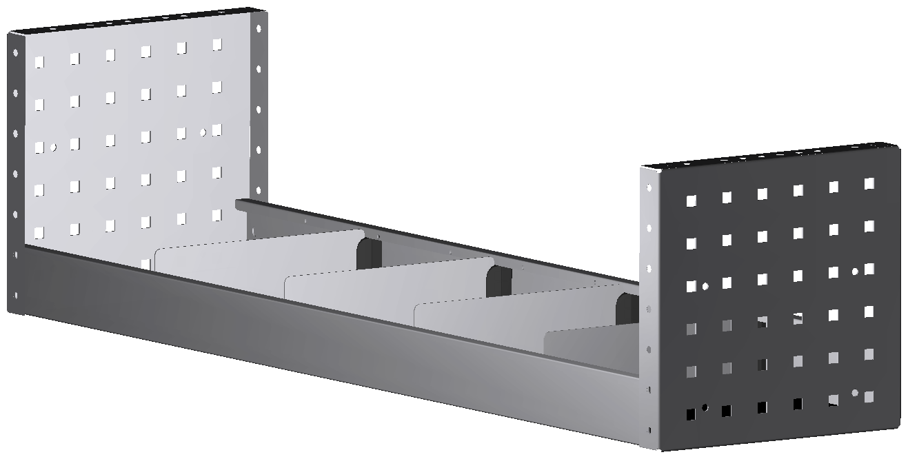 ALU-TECH REGAL 1.014X252X260 MIT 4 TRENNWÄNDEN + ANTIRUTSCHMATTE