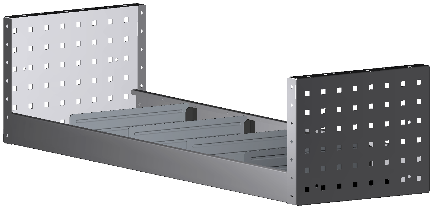 ALU-TECH REGAL 1.014X252X320 MIT 4 TRENNWÄNDEN + ANTIRUTSCHMATTE