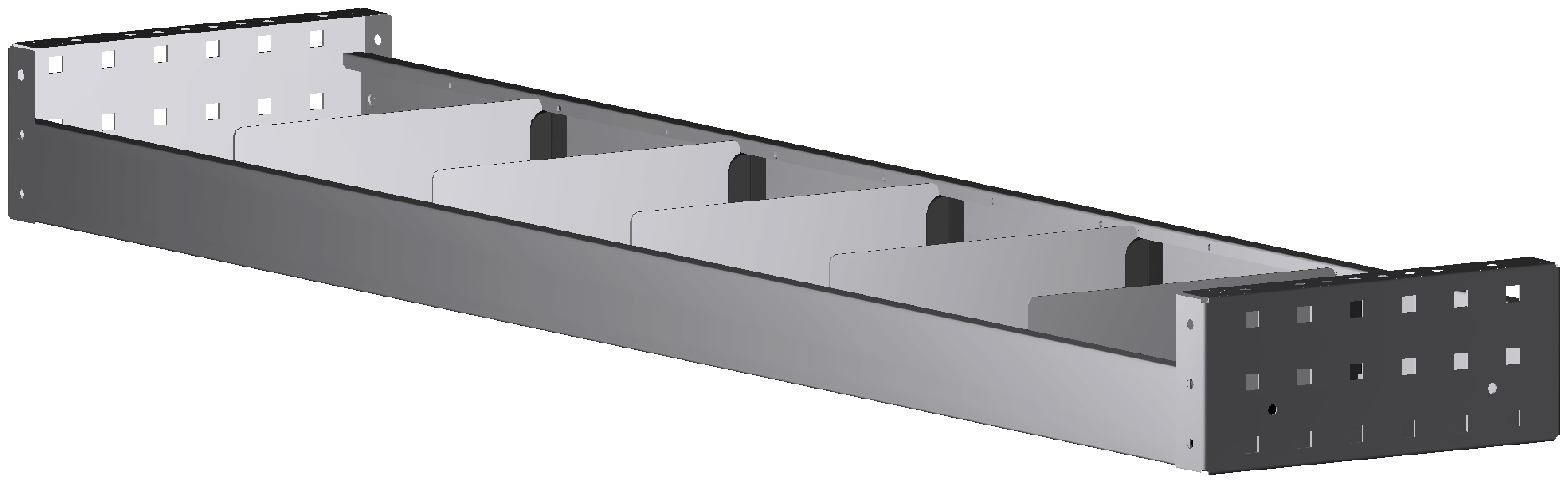 ALU-TECH REGAL 1.268X108X260 MIT 5 TRENNWÄNDEN + ANTIRUTSCHMATTE