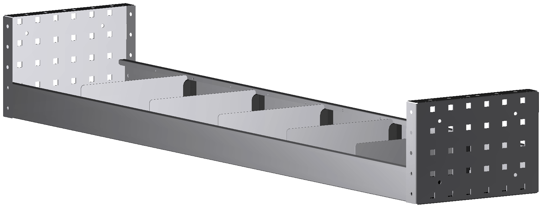 ALU-TECH REGAL 1.268X180X260 MIT 5 TRENNWÄNDEN + ANTIRUTSCHMATTE