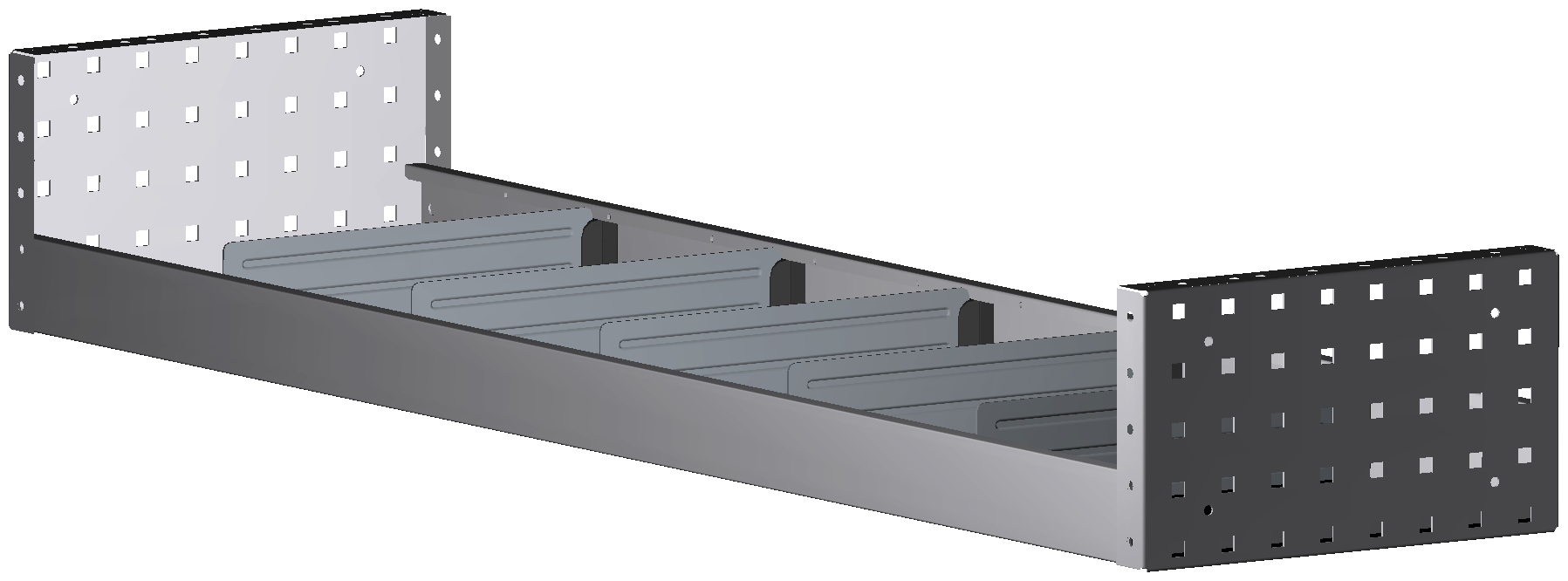 ALU-TECH REGAL 1.268X180X320 MIT 5 TRENNWÄNDEN + ANTIRUTSCHMATTE