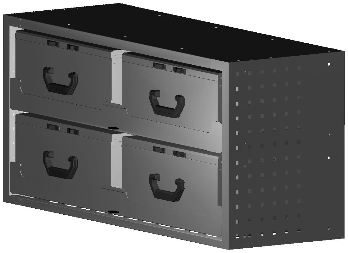 SCHUBKASTEN 1014X483X360 MIT 2 TABLAREN INKL. 4 KOFFER 17300
