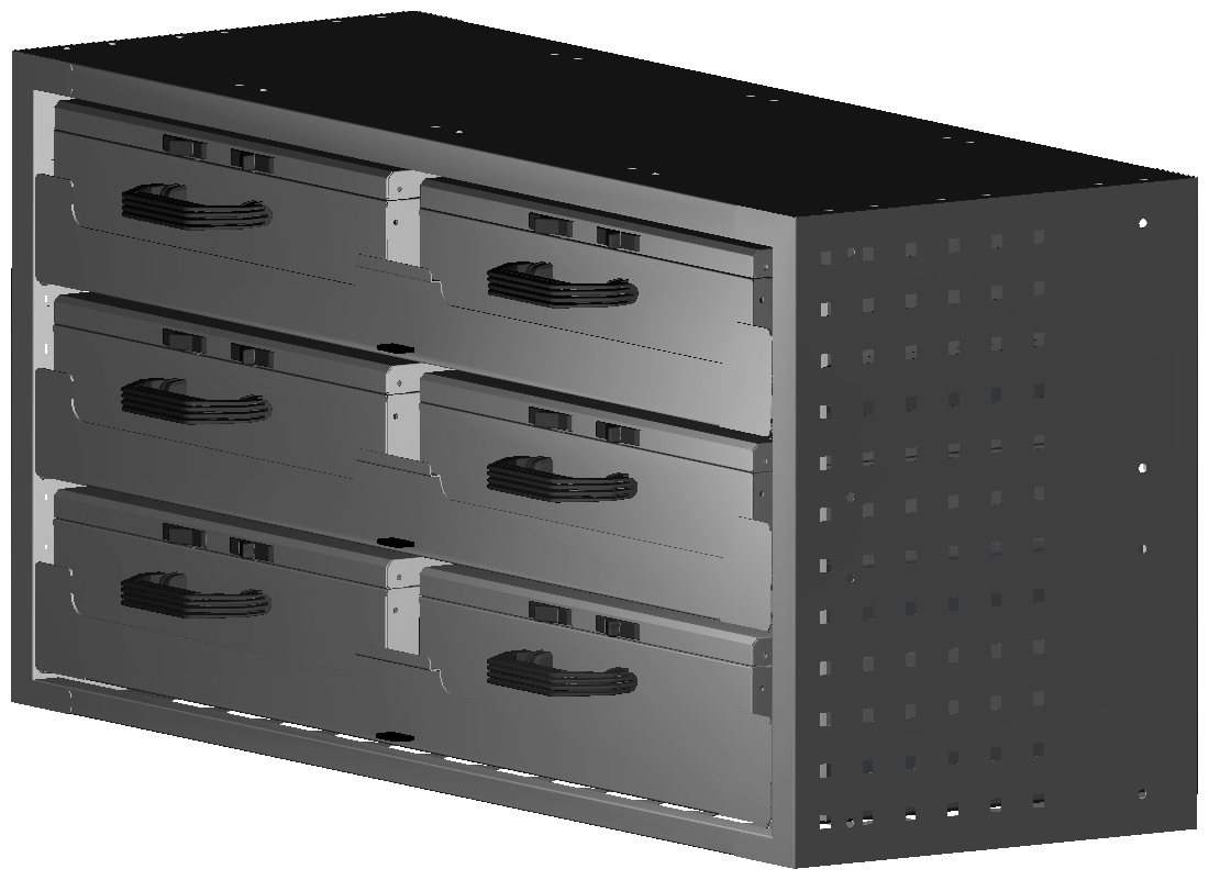 SCHUBKASTEN 1014X483X360 MIT 3 TABLAREN INKL. 3 KOFFER 10048 + 3 KOFFER 10059