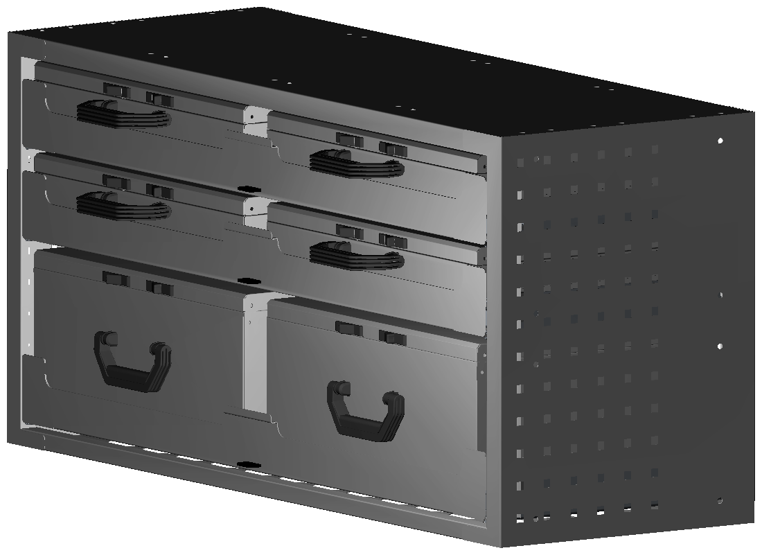 SCHUBKASTEN 1014X483X360 MIT 3 TABLAREN INKL. 4 KOFFER 6623 + 2 KOFFER 17300