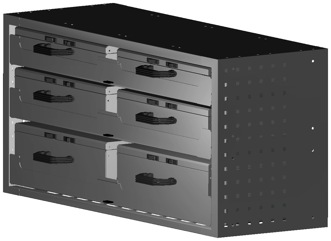SCHUBKASTEN 1014X483X360 MIT 3 TABLAREN INKL. 2 KOFFER 6623 + 2 KOFFER 10048 + 2 KOFFER 13046